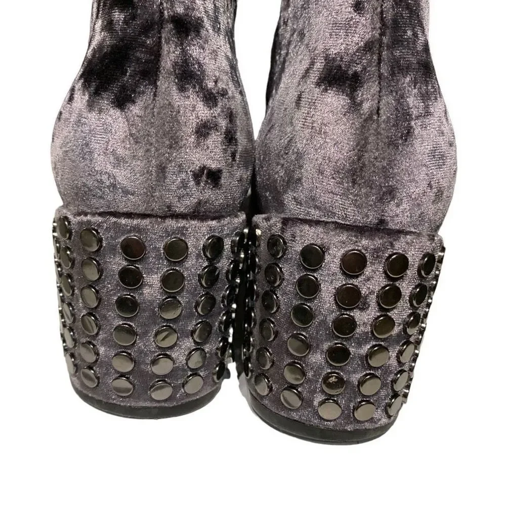 Kendall & Kylie‎ Velvet Gray Studded Heel Ankle Boot Zip Women’s 7-1/2M EUC